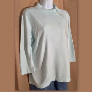 Pale Blue Luxelon Crystal Zipper Pullover Sweater